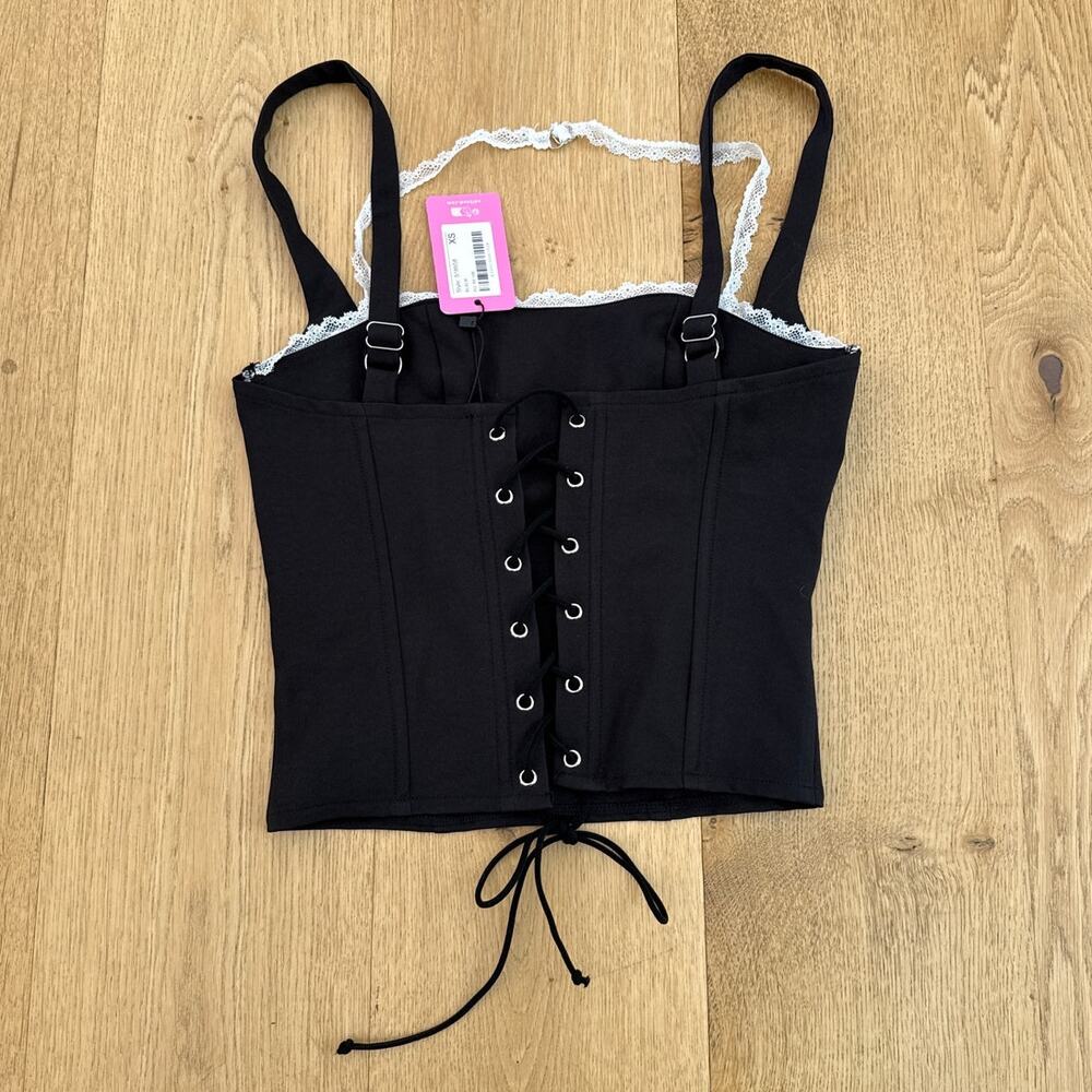 Edikted Corset Top Lace Halter Lesly Size XS Black White - Picture 4 of 5